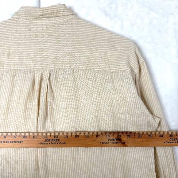 Uniqlo Linen Striped Button Up Blouse Shirt Womens M Yellow - Picture 4 of 7